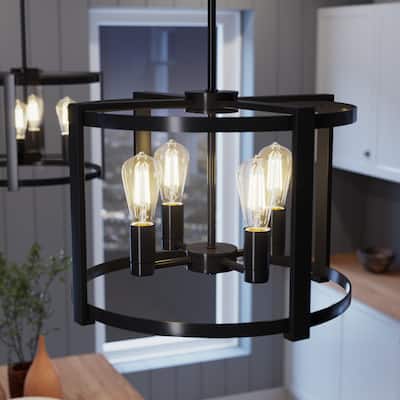 Hunter Astwood 18" 4-Light Chandelier, Caged, Kitchen Island, Dining Room, Entry - Transitional, Art-Deco, Contemporary