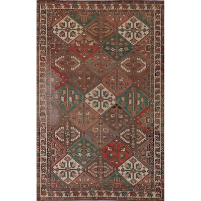 Distressed Bakhtiari Persian Vintage Area Rug Hand-Knotted Wool Carpet - 7'1"x 10'3"