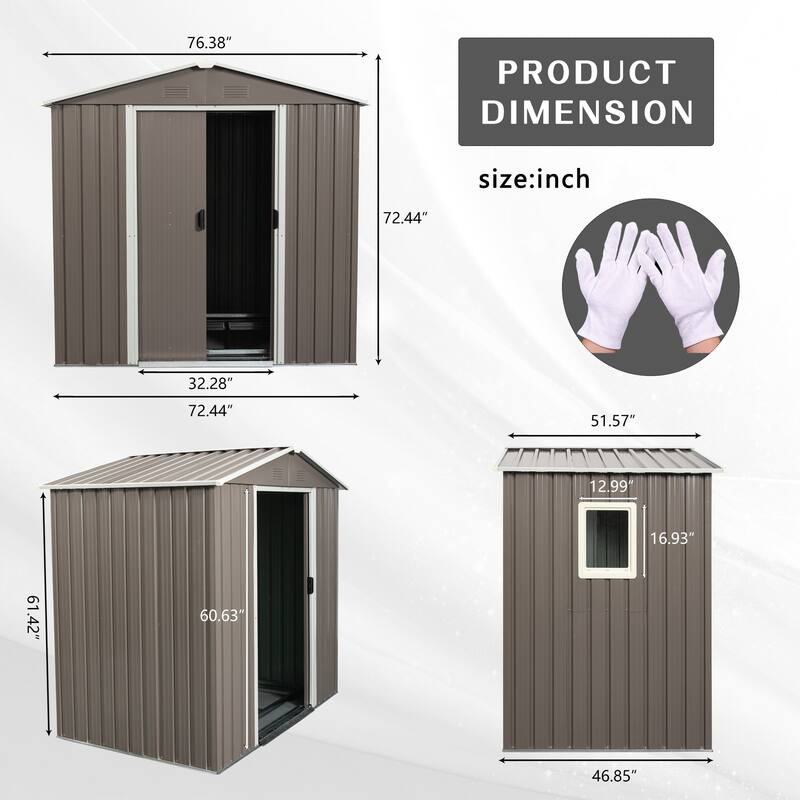 6 ft. W x 5 ft. D Gray Metal Storage Shed with Window and Lockable Door (30 sq. ft.)