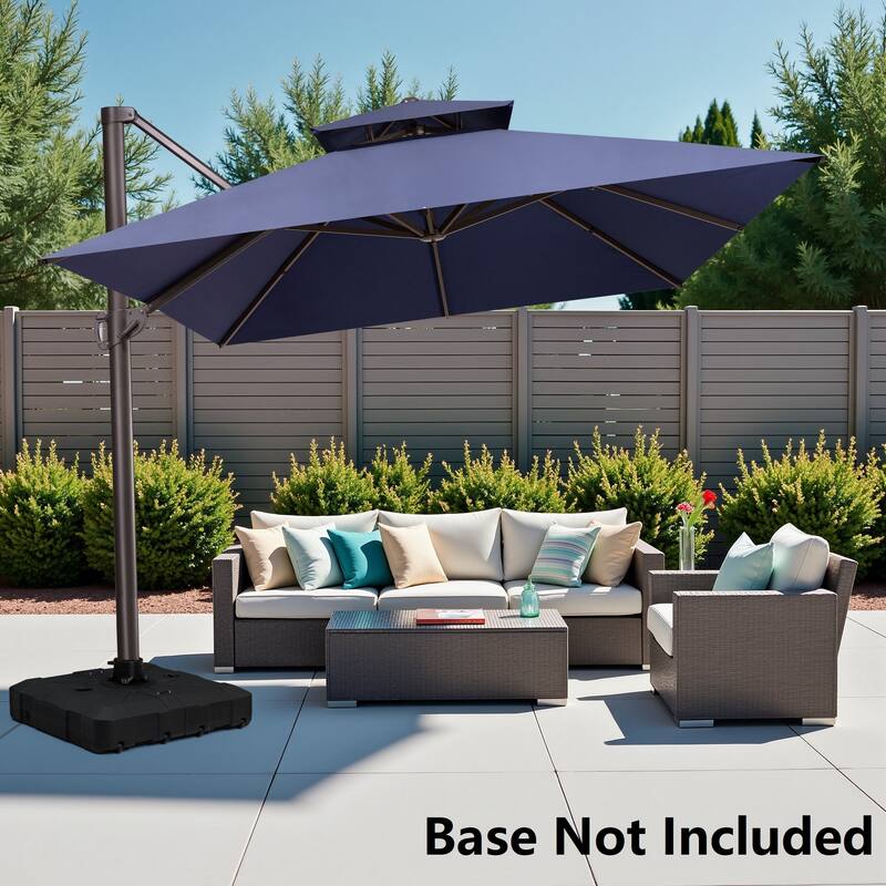 10 x 13 Feet Double Top Rectangular Rotating Patio Offset Cantilever Umbrella with Crank