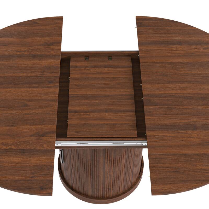 Dining Table with 2-Tier Storage for 4-6, Extendable Home Office Table, Kitchen Table with Drawer