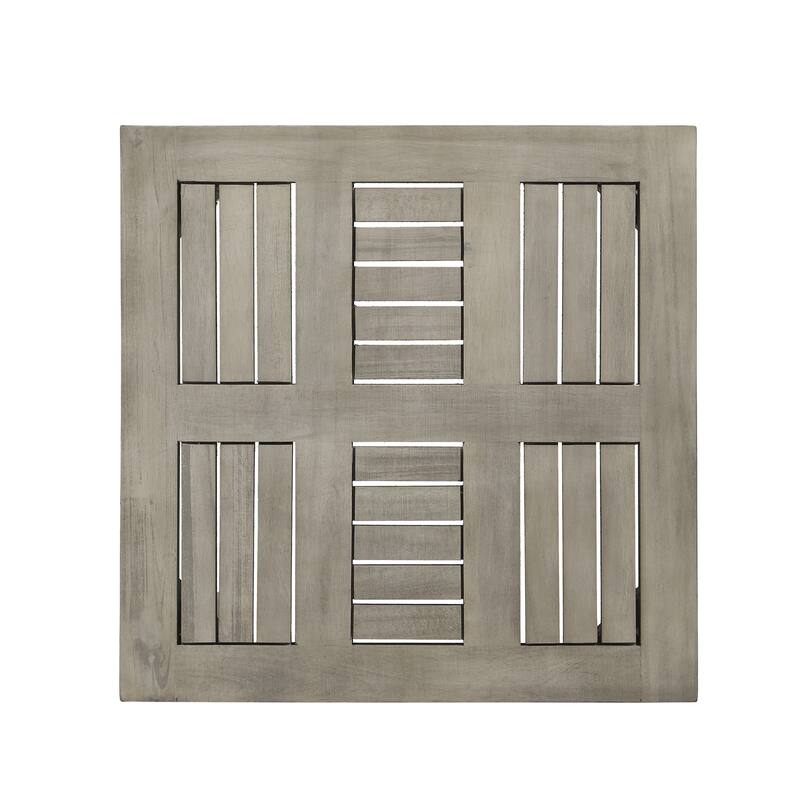 Acacia Wood Hampton Side Table 20 Inch Square Grey Outdoor Patio End Table Transitional Style