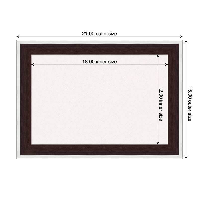 Maya Espresso Silver Framed Cork Board - Bulletin Board, Organization Board, Pin Board - White - 21 x 15 in