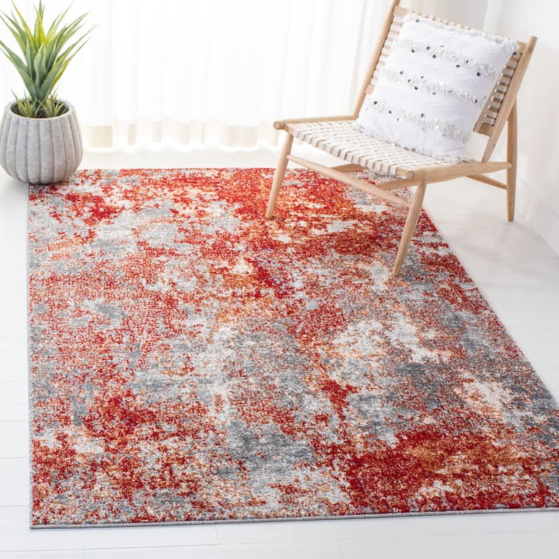 SAFAVIEH Aston Shahide Modern Abstract Rug - 4' x 6' - Red/Grey