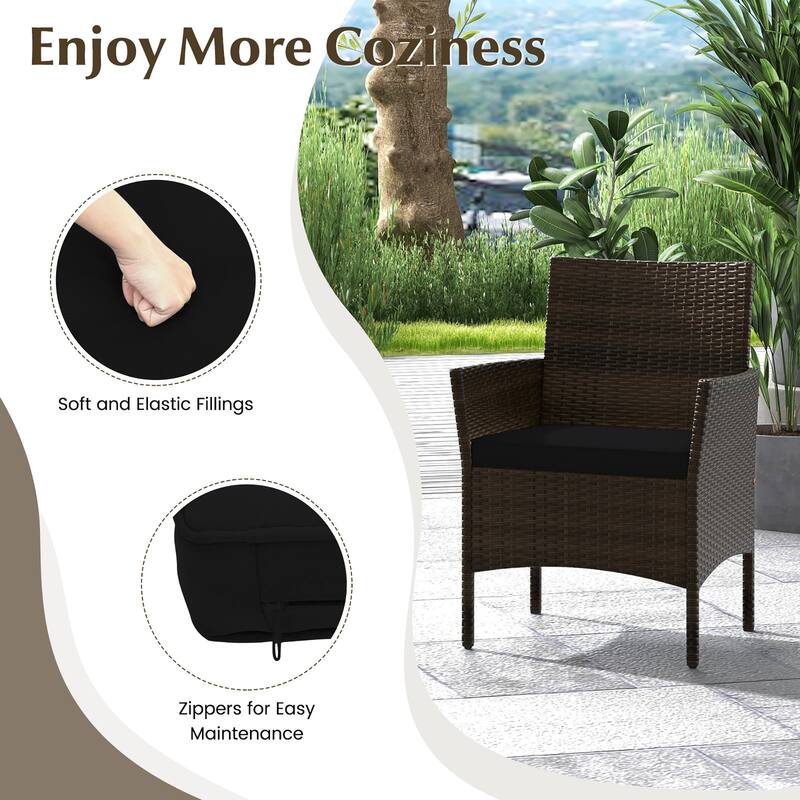 Gymax 4 Piece Patio Rattan Conversation Set Outdoor Wicker Furniture