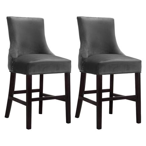 Meridian Furniture Hannah Collection Soft Velvet Counter Stools, Set of 2, Gray - 21
