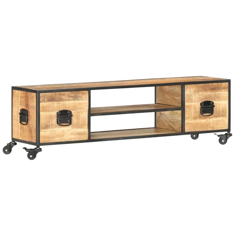 vidaXL TV Stand 51.2"x11.8"x15.4" Solid Wood Mango