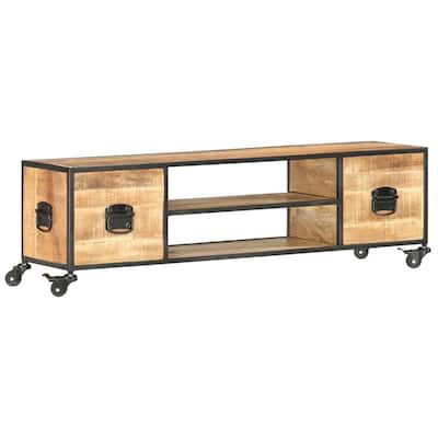 vidaXL TV Stand 51.2"x11.8"x15.4" Solid Wood Mango