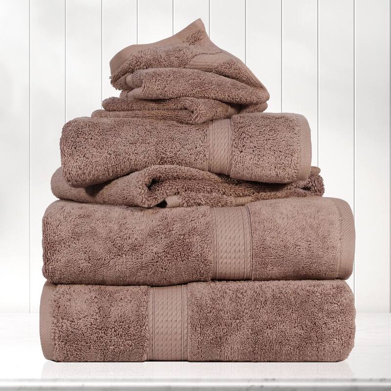 Blue Nile Mills Luxury 6-Piece Egyptian Cotton Towel Set, Thick Absorbent Bathroom Towels