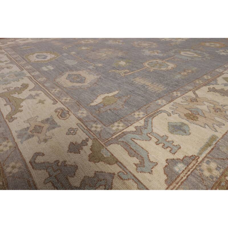 Oushak Oriental Area Rug Vegetable Dye Hand-Knotted Wool Carpet - 9'5"x 11'9"