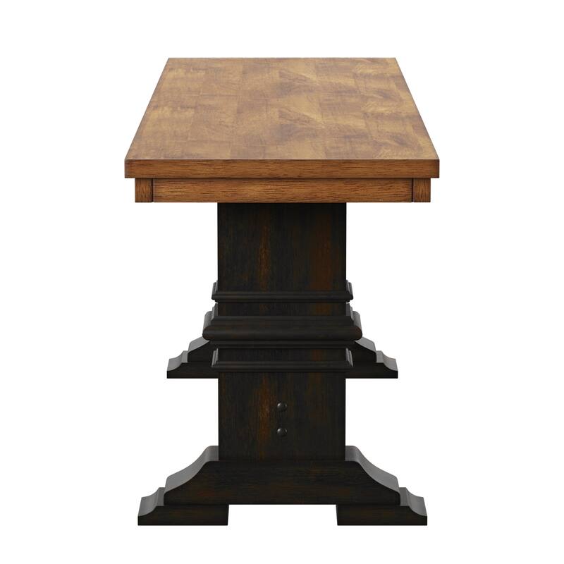 Eleanor Two-Tone Trestle Leg Wood Dining Bench by iNSPIRE Q Classic