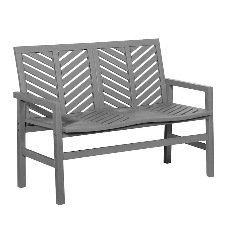 Walker Edison Acacia Wood Outdoor Chevron Love Seat