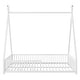 preview thumbnail 12 of 11, Metal Full Size House Platform Bed with Triangle Structure, Fence Guardrail & Horizontal Rod