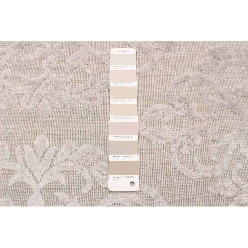 ECARPETGALLERY Hand Loomed Elysian Light Grey Viscose, Wool Rug - 5'0 x 8'0