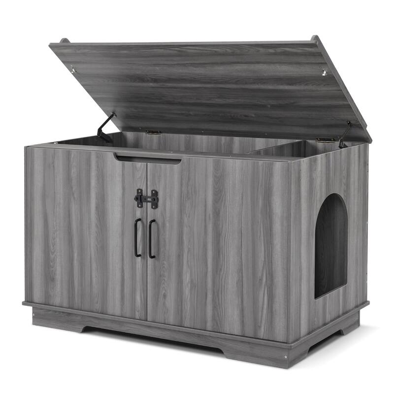 MCombo X-Large Cat Litter Box Furniture Hidden with Top Opening & Divider, Particle Board, CT37