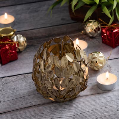 Votive Dia 4.25" Gold Crackle- ST - GOLD CRACKLE