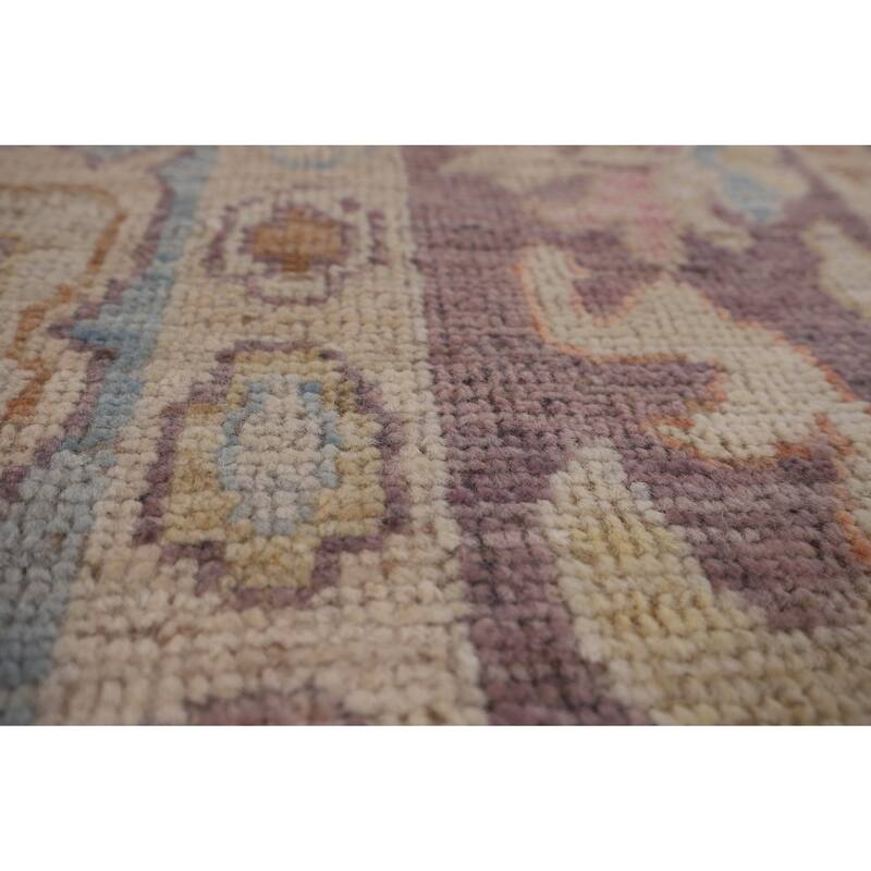 Light Blue Oushak Vegetable Dye Area Rug Hand-Knotted Wool Carpet - 4'1"x 5'9"