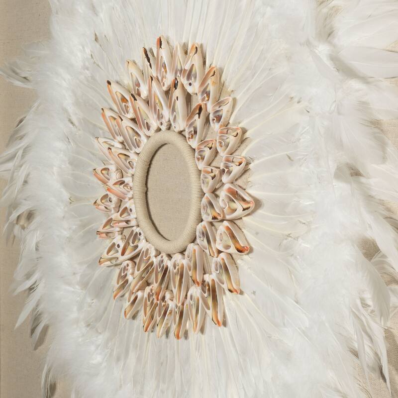 HUJI Feather & Shell Wreath Shadow Box Wall Decor