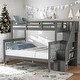 preview thumbnail 1 of 38, Stairway Twin-over-Full Bunk Bed with Storage and Guard Rail,Space-Efficient Multifunctional Bunk Bed with Storage Gray