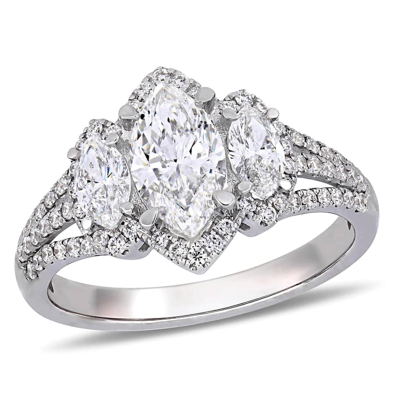 Miadora 1 1/2 - 1 3/4ct TDW 14k White Gold Engagement Ring - 8 - 1.71Carats