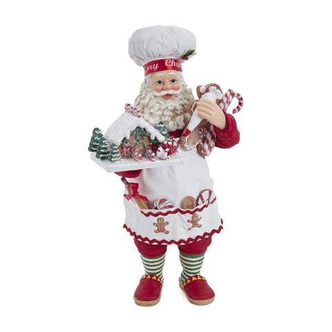 Kurt Adler 10.5" Fabriche Gingerbread Chef Santa Christmas Figurine, Multicolor - 3.15