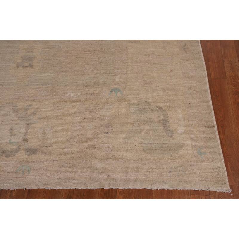 Vegetable Dye Oushak Area Rug Handmade Floral Wool Carpet - 9'2" x 12'2"