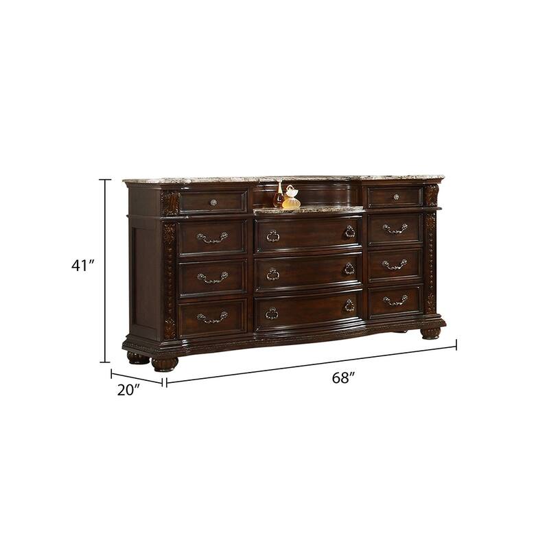 Roma Traditional Style 11-Drawer Dresser Made with Wood