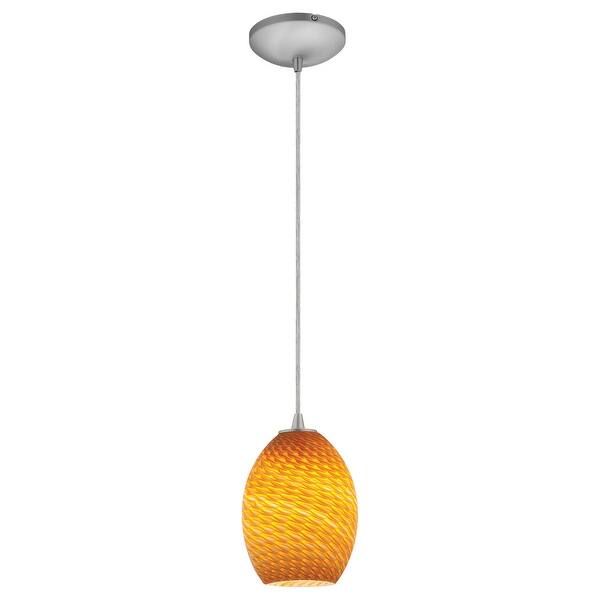 slide 2 of 2, Access Lighting Brandy FireBird Steel Integrated LED Cord Pendant, Amber Firebird Shade - Brushed Steel