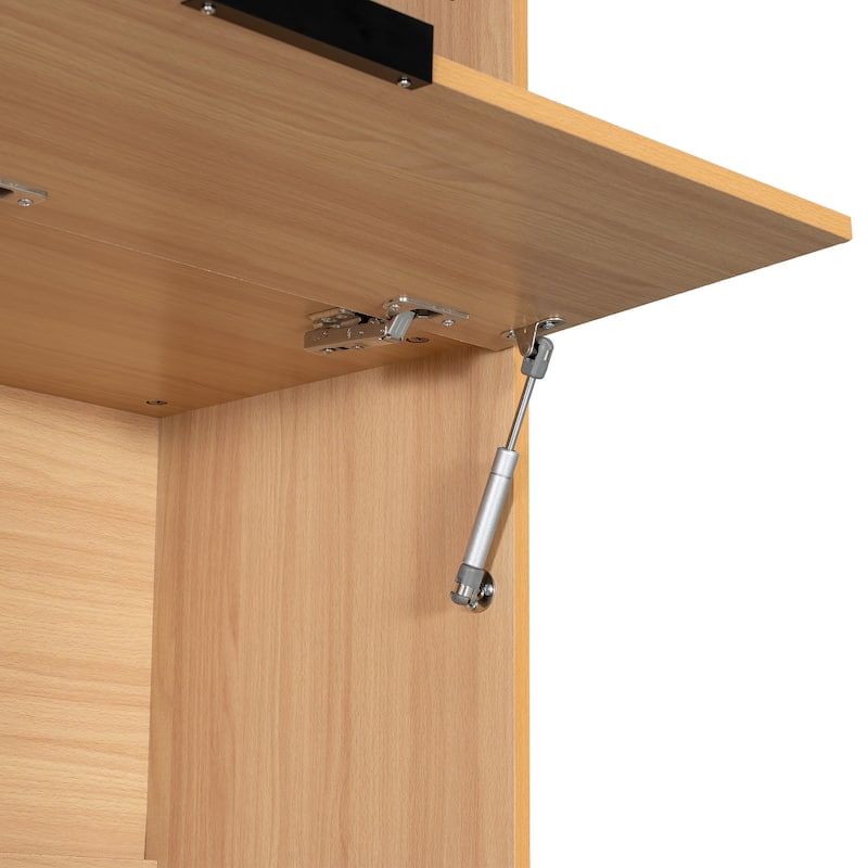 69" Kitchen Pantry Buffet with Hutch, Foldable Workstation & Power Outlet