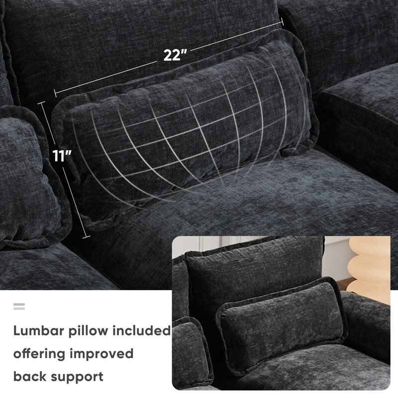 123" Chenille U-Shaped Sectional Sofa with Console & USB Charger