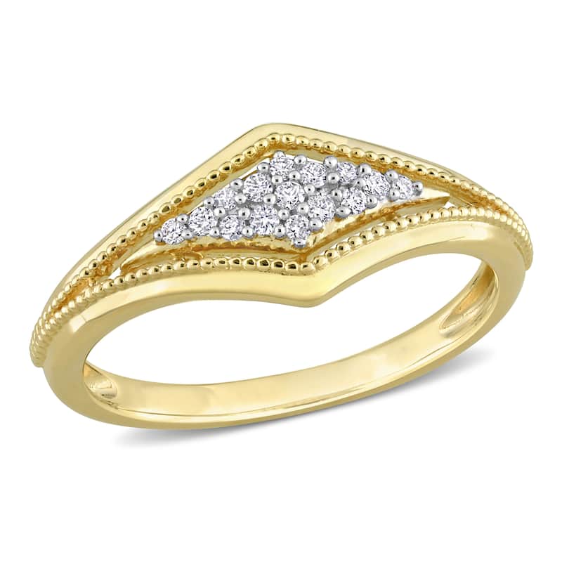 Miadora 1/10ct TDW Diamond Pave Ring in 10k Yellow Gold