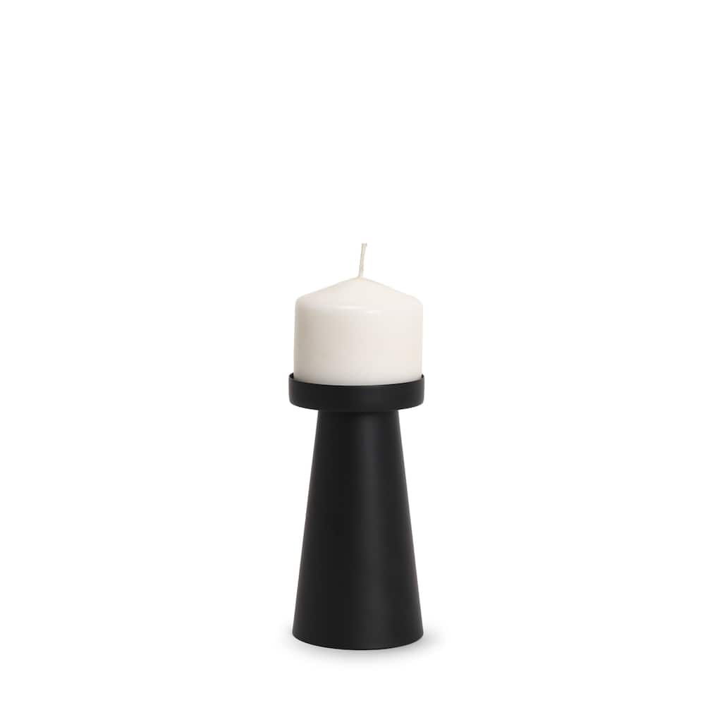 Quadir Short Matte Black Metal Candle Holder - 3.15 x 3.15 x 6.25