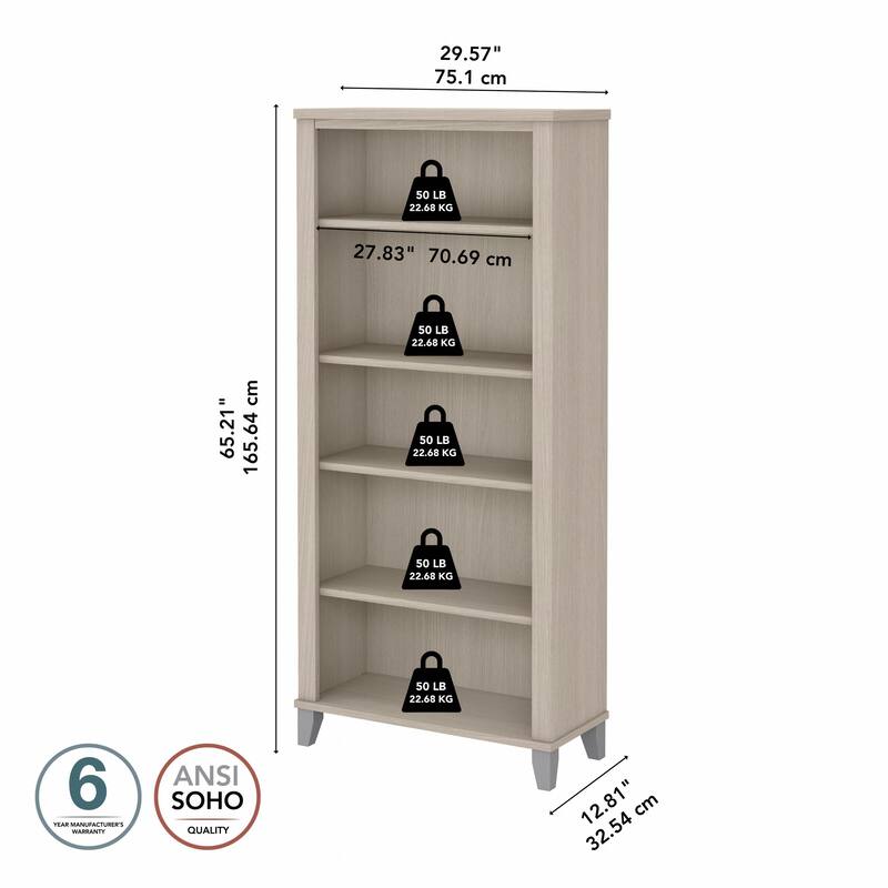 Bush Home Somerset Tall 5 Shelf Bookcase