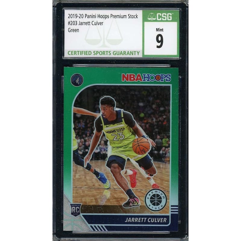 Jarrett Culver 2019-20 Panini Hoops Premium Stock Green Rookie Card #203 CSG 9 - 8'6" x 11'6"
