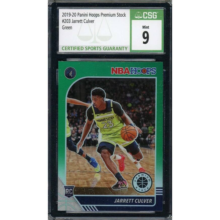 Jarrett Culver 2019-20 Panini Hoops Premium Stock Green Rookie Card #203 CSG 9 - 8'6" x 11'6"