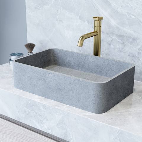 VIGO Concreto Stone 20 in. Concrete Rectangular Vessel Bathroom Sink in Gray
