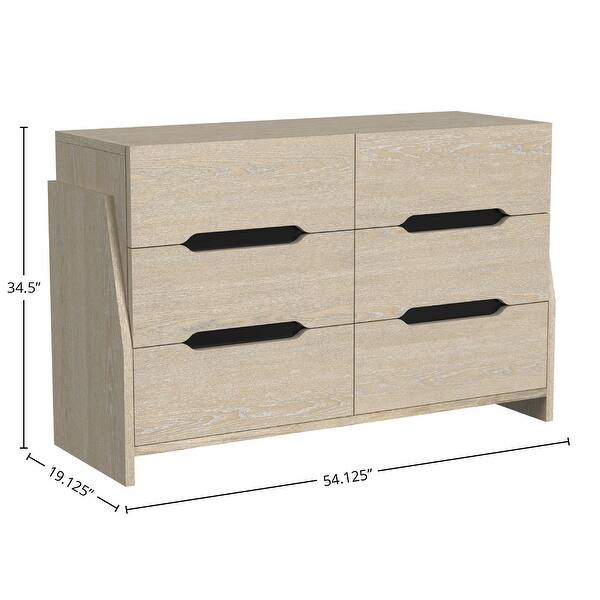 dimension image slide 1 of 2, Darby Solid Wood 6-Drawer Dresser
