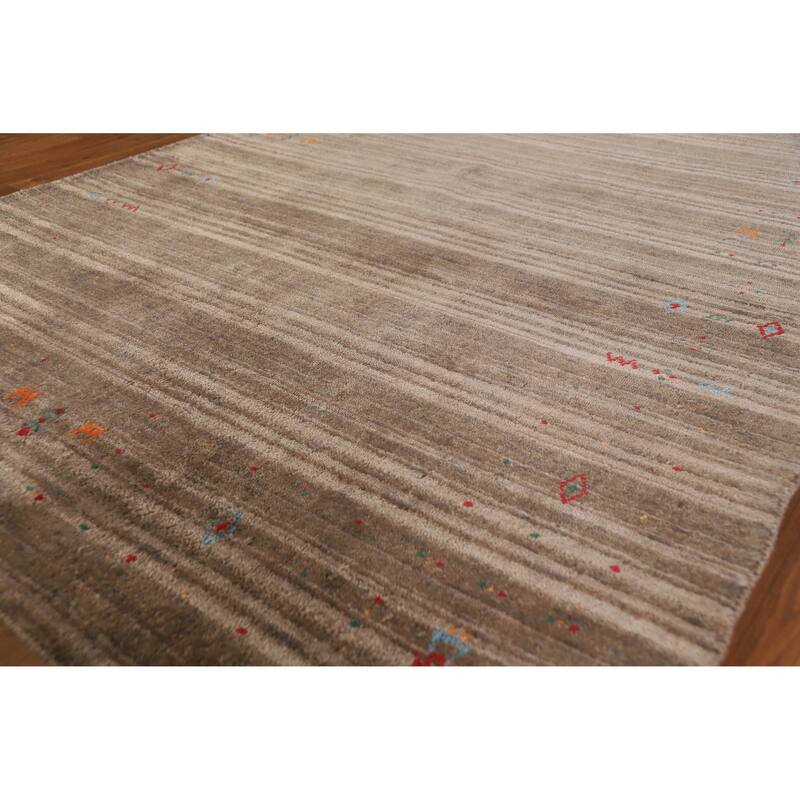 Hand Knotted Oriental 100% Wool Carpet Tribal Tribal Brown Gabbeh Area Rug - 8' 2'' X 5' 0''