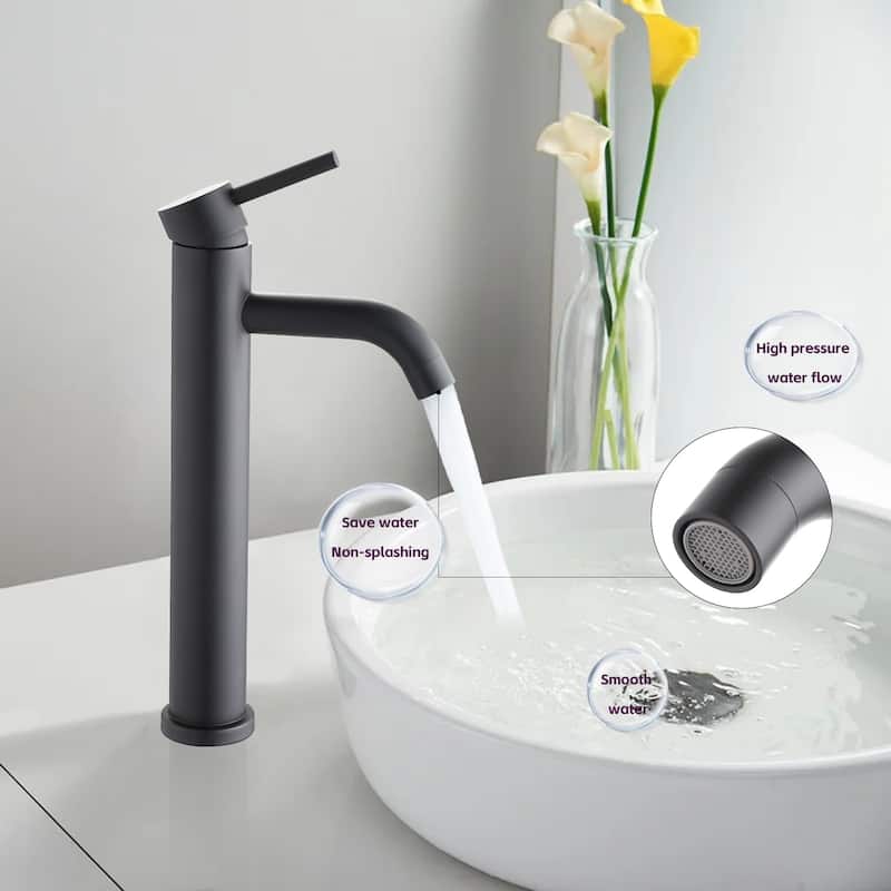 Bathroom Modern Tall Faucets Single Handle One Hole Lavatory Bathroom Sink Faucet