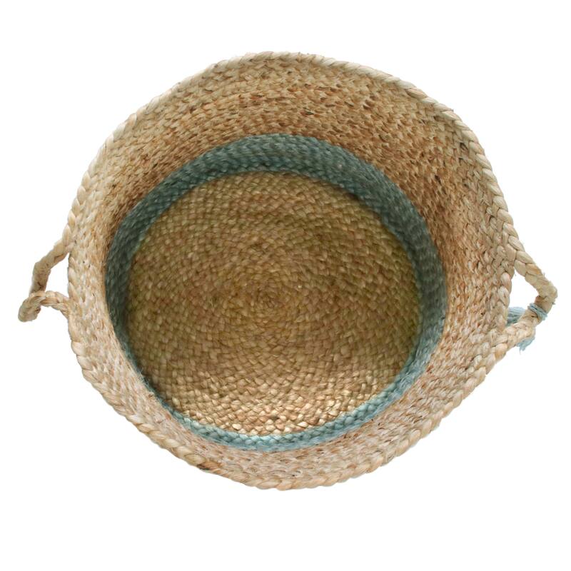 Sevita Two-Tone Handbraided Jute Storage Basket with Handles