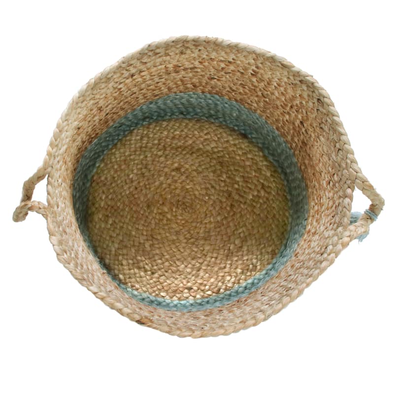 Sevita Two-Tone Jute Hand-Stitched Storage Basket with Handles