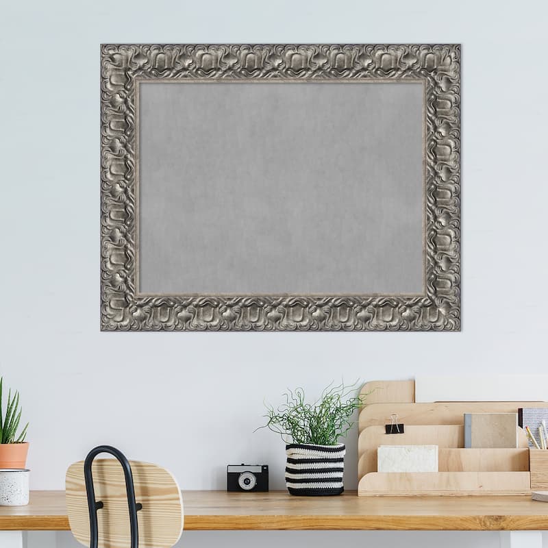 Amanti Art Silver Luxor Framed Magnetic Board