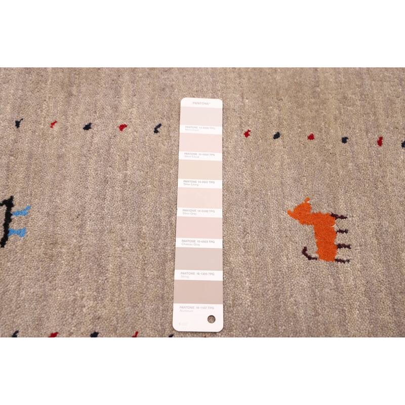 ECARPETGALLERY Hand Loomed Kashkuli Gabbeh Light Grey Wool Rug - 5'0 x 8'0