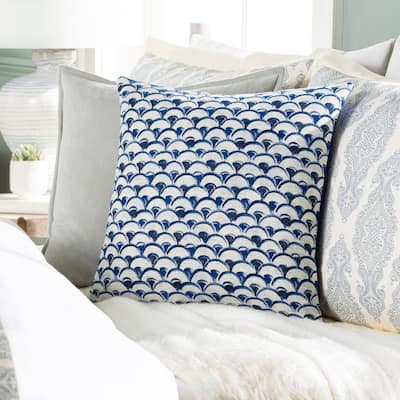 Artistic Weavers Etta Blue & Ivory Scallop Throw Pillow