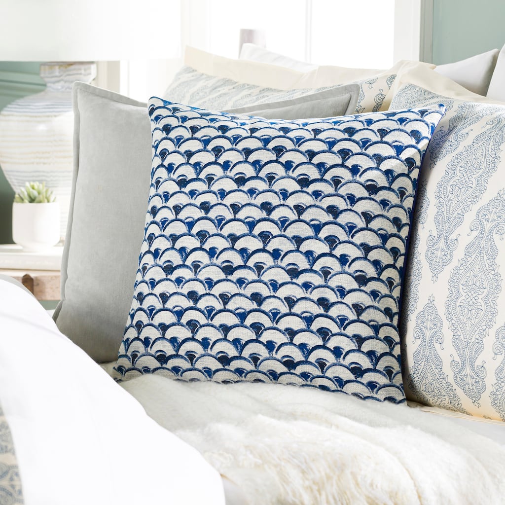Artistic Weavers Etta Blue & Ivory Scallop Throw Pillow