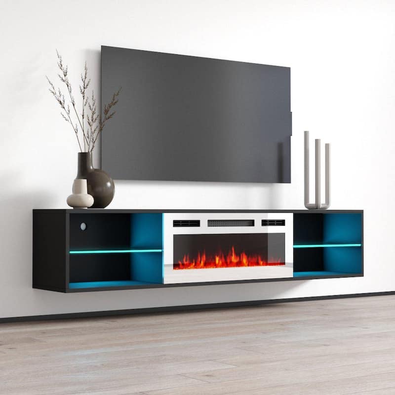 Lima WH-EF Wall Mounted Electric Fireplace 72" TV Stand