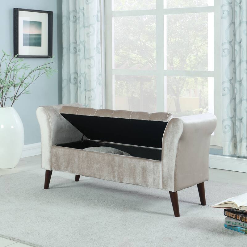 25 In. Collette Tufted Storage Bench with Armrest