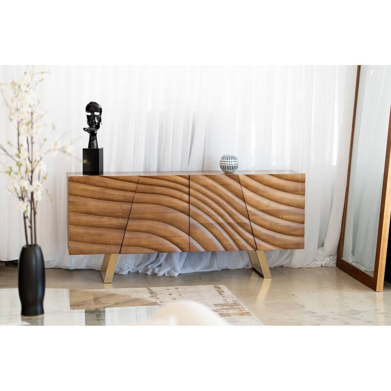 Modrest Finley Mid-Century Walnut & Gold Buffet
