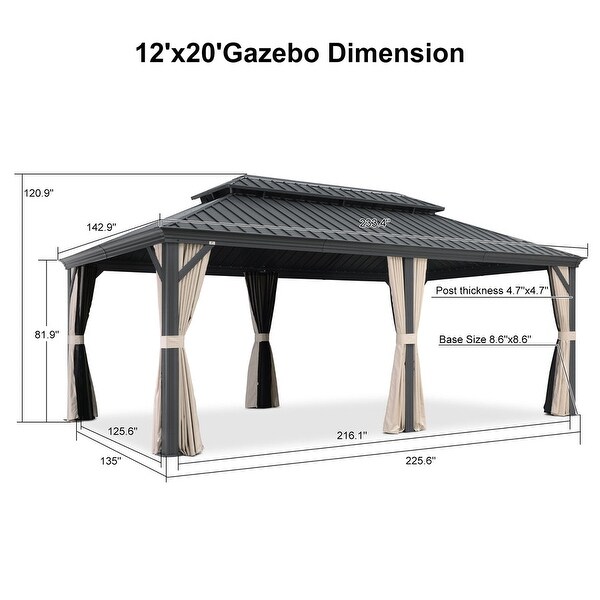 お中元 お歳暮 お年賀 夏 冬 年末年始のご挨拶 ギフト 通販な LEAF PURPLE Outdoor Gazebo Hardtop Steel Galvanized シングルカード