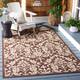 SAFAVIEH Courtyard Bettylou Indoor/ Outdoor Damask Area Rug - 2'7" x 5' - Chocolate/Natural